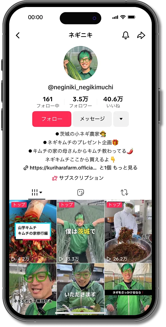 ねぎニキのTikTokプロフィール画面